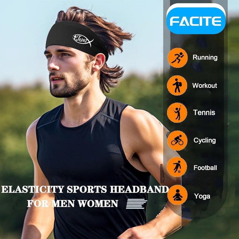 FACITE Headbands for Men Women 3pcs Sweat Bands Headbands Men Sweatbands Women - Image 2
